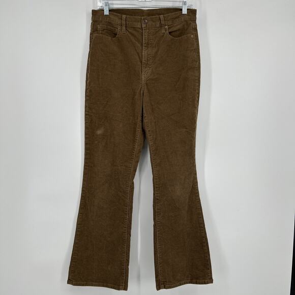 Uniqlo Corduroy Pants Womens Size 10 Brown Flared Bootcut Stretch Academia - Picture 1 of 11